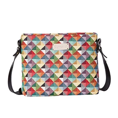 Image of Signare Tapestry Crossbody Bag Small Shoulder for Women with Fashion Pattern Design (Colourful Geometric, XB02 MTRI)