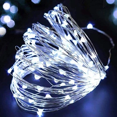 Image of SHATCHI 20 LED/2m Fairy String Lights Silver Wire Battery Operated Cool White LEDs Twinkle Waterproof for Bedroom, Christmas, Party, Wedding Outdoor Indoor Decoration