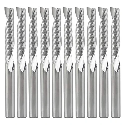 Image of 10 Pcs Router Bits CNC End Mill Timelee 0.16 inch Shank Milling Cutter Tool Sets, 1 Flute Solid Carbide Spiral Cutters for Acrylic PVC MDF Engraving Carving