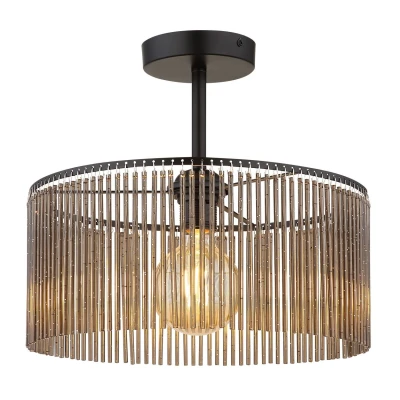 Image of Leeds Cylindrical Ceiling Light Matt Black 1x E27