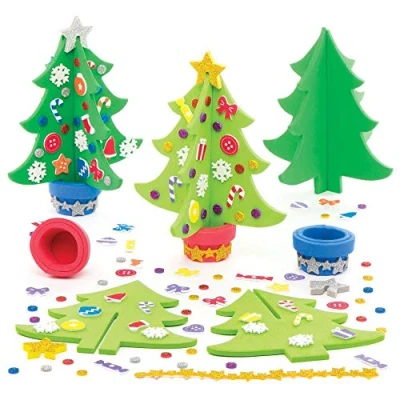 Image of Baker Ross AR802 Tree Christmas Foam Craft Kit for Kids, Pack of 4