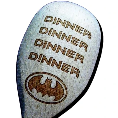 Image of FastCraft BATMAN INSPIRED WOODEN BAKING SPOON NOVELTY PRESENT WOOD BIRTHDAY GIFT