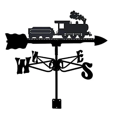 Image of ANCNA Weathervane with Train Ornament, Garden Stake Weather Vane Professional Measuring Tool Yard Easy to Assemble Wind Direction Indicator