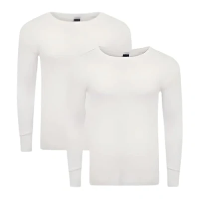 Image of Pack of 2 Men&#039;s Thermal Long Sleeve Top, Warm Underwear Baselayer, S M L XL XXL Thermals (White, Small)