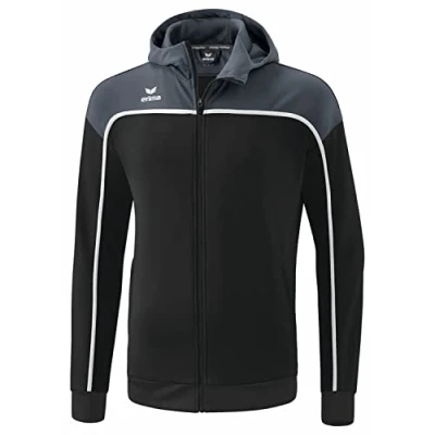 Image of Erima Men&#039;s Change Training Jacket with Hood, Black Grey/Slate Grey/White, M