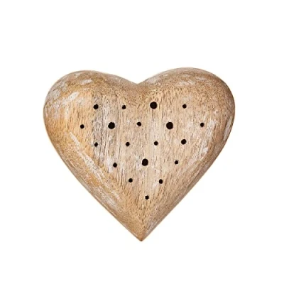 Image of Sass &amp; Belle Mango Wood Heart Dried Flower Holder Block