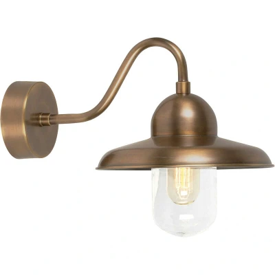 Image of Somerton 1 Light Outdoor Fisherman Dome Wall Brass IP44, E27