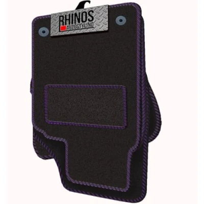 Image of TAILORED TO FIT CITROEN C4 CACTUS (2014 2018) FEEL FLAIR TOUCH W OneTone FULL SET OF LUXURY INTERIOR FLOOR CARPET CAR MATS BLACK MAT + PURPLE EDGING