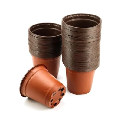 Image of QWORK® 100PCS Plastic Plant Pot Thick Wall with Drainage Holes Ø 10cm/4inch Plants Nursery Seed Starting Pots Flower Container