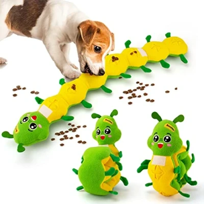 Image of beetoy Dog Snuffle Puzzle Toys, Squeaky Enrichment Caterpillar Interactive Treat Dispensing Toys for Small Medium Dogs, Soft Plush Boredom Puppy