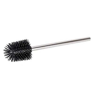 Image of WENKO 22920100 silicone Toilet brush with stainless steel handle spare head, Silicone, 8.5 x 35 cm, Black