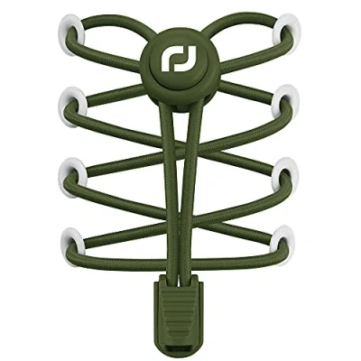 Image of RJ Sport Elastic Shoelaces with Quick Release Lacing System for Unique Comfort and Strong Hold 1 Pair (Number 019 Army Green)