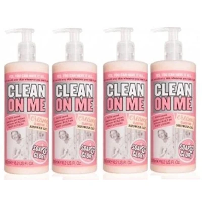 Image of (4 PACK) Soap &amp; Glory Clean On Me Creamy Clarifying Shower Gel x 500ml