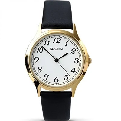 Image of SEKONDA Unisex Adult Analogue Classic Quartz Watch with Leather Strap 3134.27