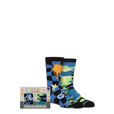 Image of Boys 2 Pair Totes Originals Novelty Slipper Socks Football / Camo 7 10 Years
