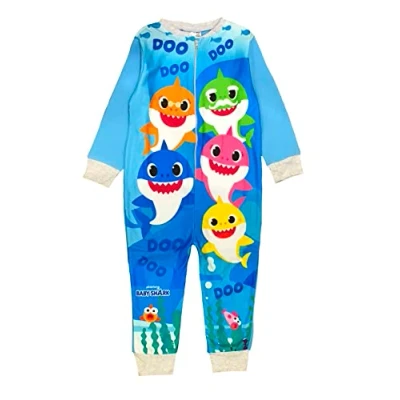 Image of Baby Shark Boys Onesie, Sleepsuit, All In One Pyjamas, Blue, Age 2 3 Years
