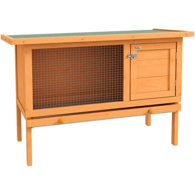 Image of PawHut Rabbit Hutch Bunny Cage Guinea PIG Sliding Tray Elevated House Wood Outdoor