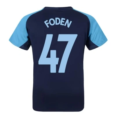 Image of MANCHESTER CITY FC Boys Foden 47 Poly T Shirt Navy Blue 8 9 Years