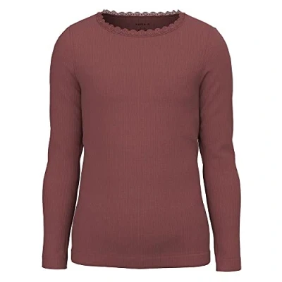 Image of NAME IT Girl&#039;s Nmfkab Ls Top Noos Longsleeve T Shirt, Apple Butter/Detail: Melange, 98