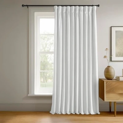 Image of HPD Half Price Drapes Signature Velvet Blackout Curtains for Living Room 100 X 96 Extra Wide, VPCH VET202102 (1 Panel) Primary White