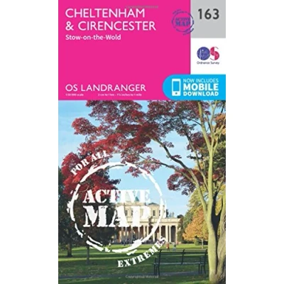 Image of Landranger Active 163 Cheltenham &amp; Cirencester, Stow on the Wold Map With Digital Version