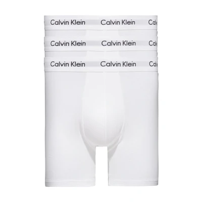 Image of 3 Pack White Cotton Stretch Longer Leg Boxer Brief Shorts Men&#039;s Large Calvin Klein