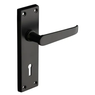 Image of Designer Levers Victorian Straight Lever Door Handles Matt Black 1 Pair Latch Handle Interior Use Locking