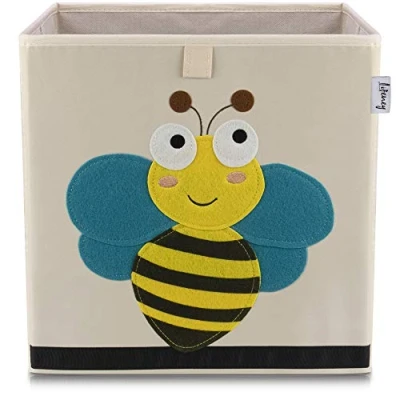 Image of LIFENEY Children&#039;s Storage Box with Bee Motif, Toy Animal Suitable for Cube Shelves, Organiser the Room, Basket Children