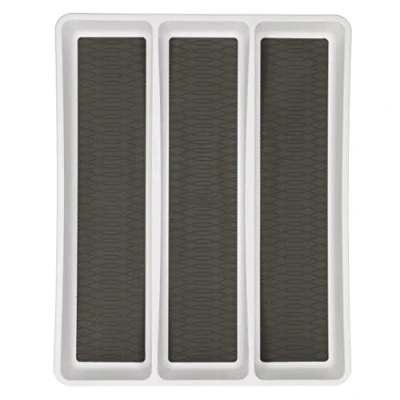 Image of Copco Basics Non Slip Cutlery Tray, 3 Compartment Organiser for Cutlery, Stationary and More, 40 x 32.7 4.4cm