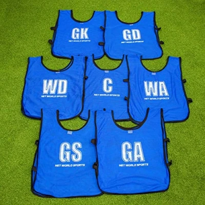 Image of FORZA Netball Bibs [7 Pack] Full Player Position Bib Pack Three Sizes (Blue, Mini)
