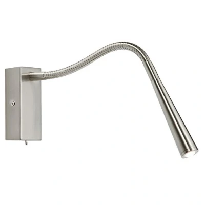 Image of 1W Stylish Modern Decorative Brushed Chome Flexible Gooseneck Energy Saving Warm White 3000K LED Bedside Wall Task Reading Light