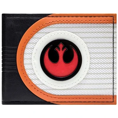 Image of The Empire Strikes Back Star Wars X Wing Fighter Pilot Helmet Rebel Alliance Wallet Bi Fold ID &amp; Card Holder, Orange