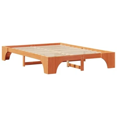 Image of vidaXL Bed Frame Wax brown Solid wood 140 x 200 cm Sturdy Rectangular