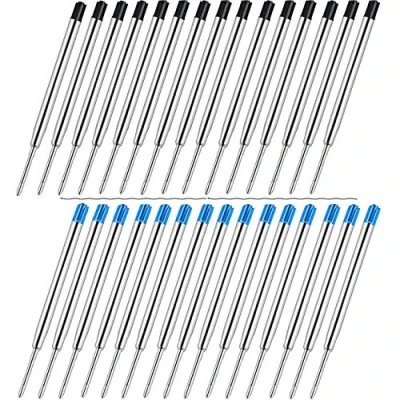 Image of 30 Pcs Ballpoint Pen Refill, Replaceable Metal Refills Compatible with Parker, Blue and Black Medium Point Ballpen Refill 9.9cm Smooth Writing, Parker Pens
