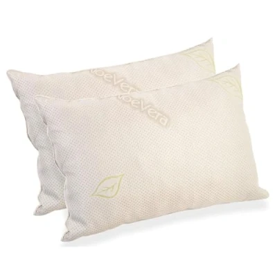 Image of Relaxer Natural Aloe Vera Memory Foam Pillows, Anti Mite Extra Fill Pillows for neck &amp; Body Support, Allergenic (PACK OF 2)