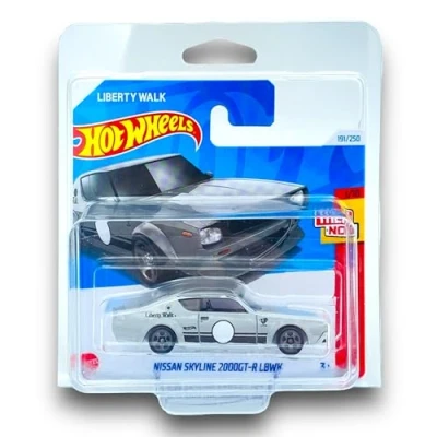 Image of Hot Wheels Nissan Skyline 2000GT R LBWK (Grey &amp; Black) 1/10 Then and Now 2024 191/250 (Short Card) includes a KLAS Car Keeper Protector Case HTC65