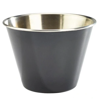 Image of Genware Black Stainless Steel Ramekins 2.5oz / 71ml Set of 4 Coloured Sauce Pots