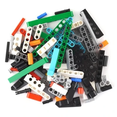 Image of Lego Technic Building Blocks Colourful Pack of 100 Pins Connectors Cross Bars Axles Lift Arms Parts Stones