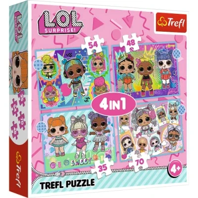 Image of Trefl 34613 4en1, 35 à 70 pièces Puzzles Petits Fans Poupées, Divertissement, Pour les Enfants partir de 4 ans, L.O.L. Surprise, Meet The Dolls