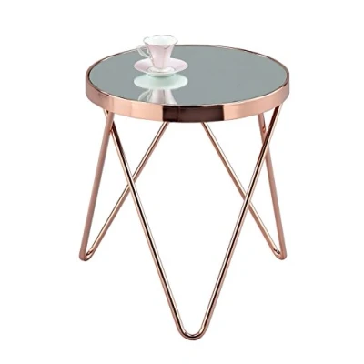 Image of ASPECT Puccini Mirrored/Glass Round Side/Coffee/End/Lamp Table, Copper, 42.5x42.5x46 cm