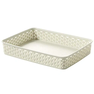 Image of CURVER Large Faux Rattan Storage Tray Organiser (5.5 Litre)
