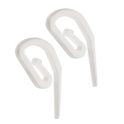 Image of White Plastic Curtain Hooks for Pencil Pleat, Window, Door &amp; Shower Curtains Heavy Duty Hook Header Tape Drapery Pack of 50 2.8 x 1.2cm The Bead Shop A UK Brand