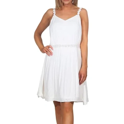 Image of ONLY Women&#039;s Onlkarmen Anne S/l Short Dress WVN Noos, Multicolour (Cloud Dancer Cloud Dancer), 12 (Size: 38)