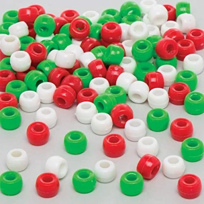 Image of Baker Ross Christmas Beads Value Pack of 500, Craft Essentials for Arts and Crafts (AR691)