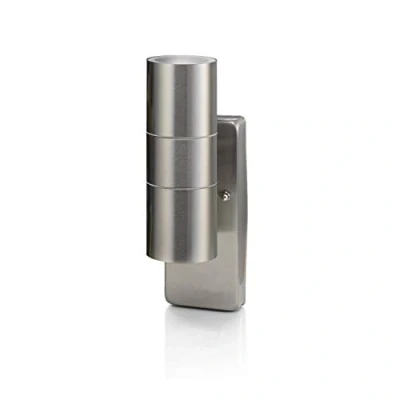 Image of Auraglow Dusk Till Dawn Sensor Stainless Steel Up &amp; Down Outdoor Wall Security Light (Cool White, One Pack)