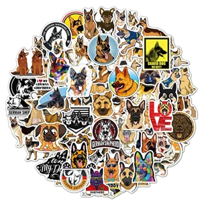 Image of German Shepherd Stickers, Cool Animal Gift for Kids Teen Adult, Waterproof Vinyl Decals Laptop Water Bottles Skateboard Bike Car Helmet Luggage Guitar Scrapbook Phone Pad [100PCS]