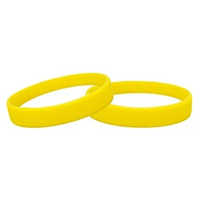 Image of Silicone Wristbands Pack Of 10 Youth Sizes Choice Colours (Yellow)