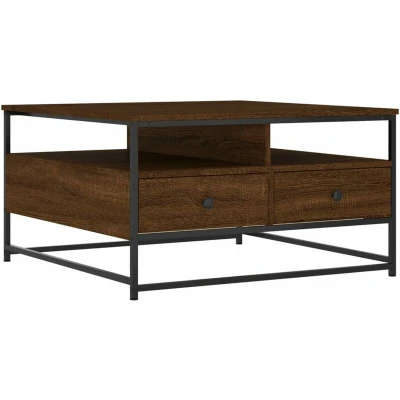 Image of vidaXL Coffee Table Brown Oak 80x80x45 cm Engineered Wood