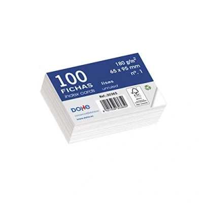 Image of Dohe 30365 Pack of 100 Sheets Smooth White Card, 180 g, No. 1, 65 x 95 mm