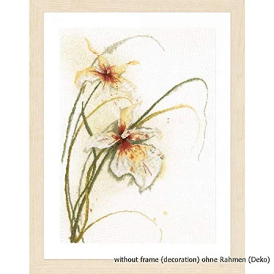 Image of Lanarte PN 0008014 Orchid Counted Cross Stitch Kit, Cotton, Multi Colour, Approx. 50 x 60 cm / 20 24 inches.